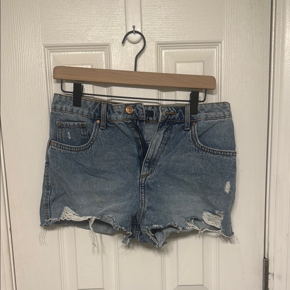 Tiffosi Blue Distressed Jean Shorts with Raw Hem